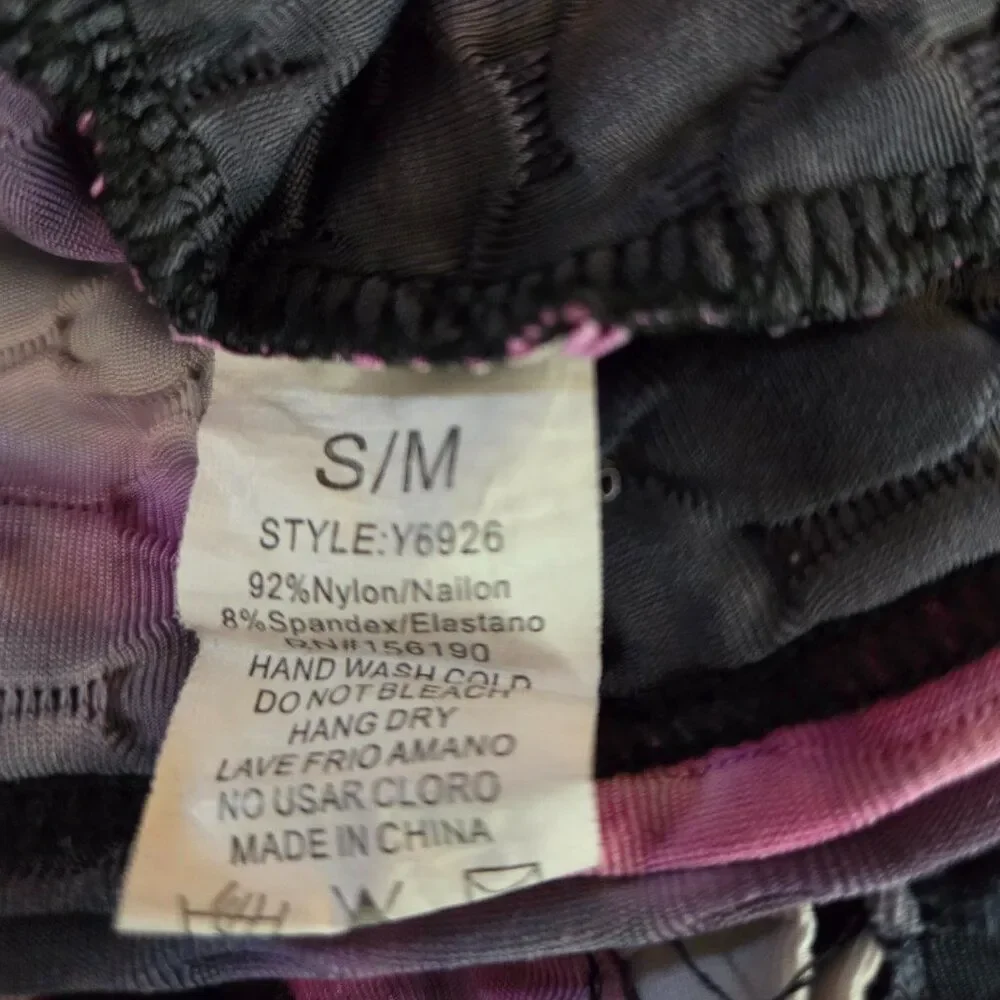 Women's 3 Piece Pink/Gray/Purple Tie Dye Honeycomb Active Wear Set Size S/M - Picture 8 of 8